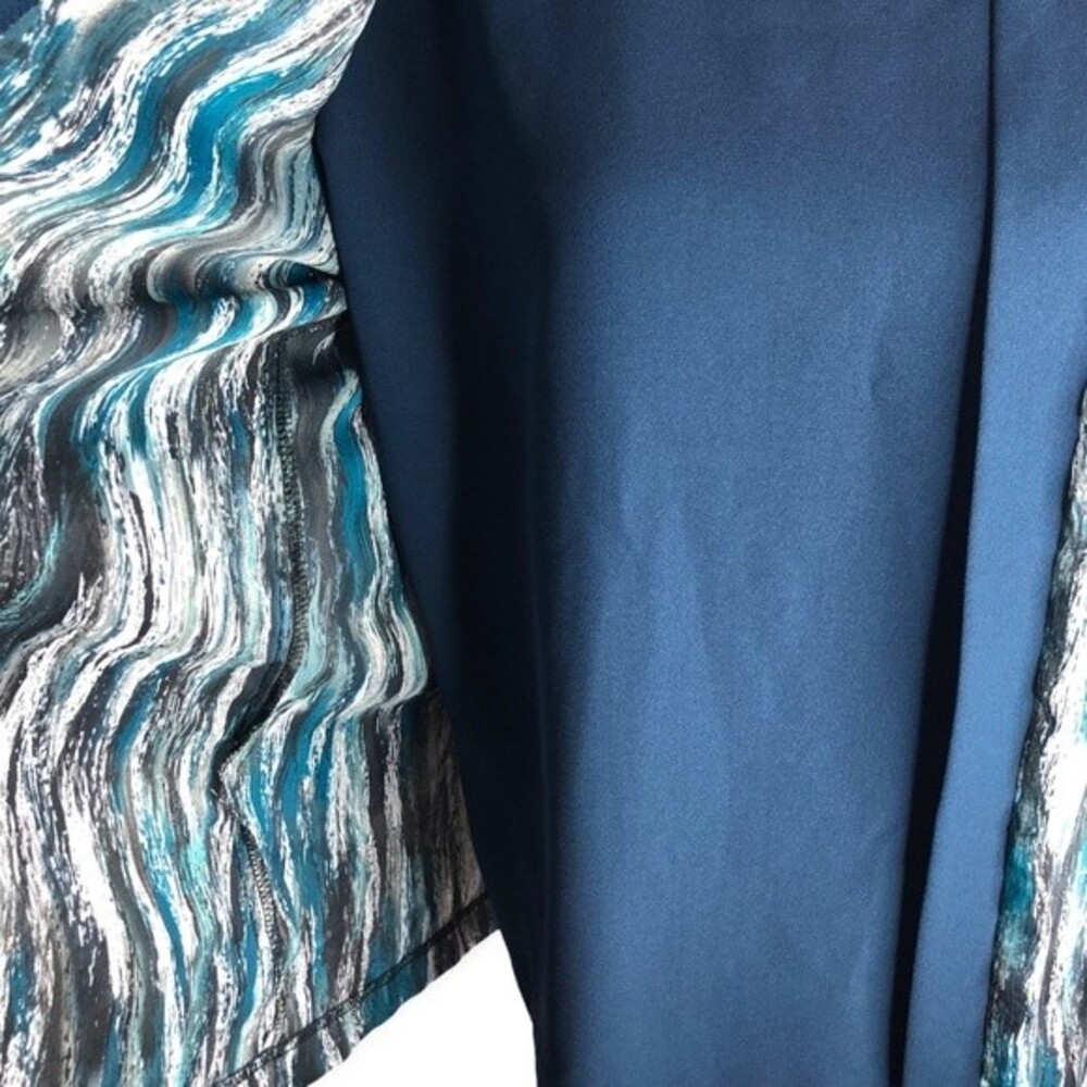 R&M Collection Blue Abstract Open Front Cardigan … - image 5